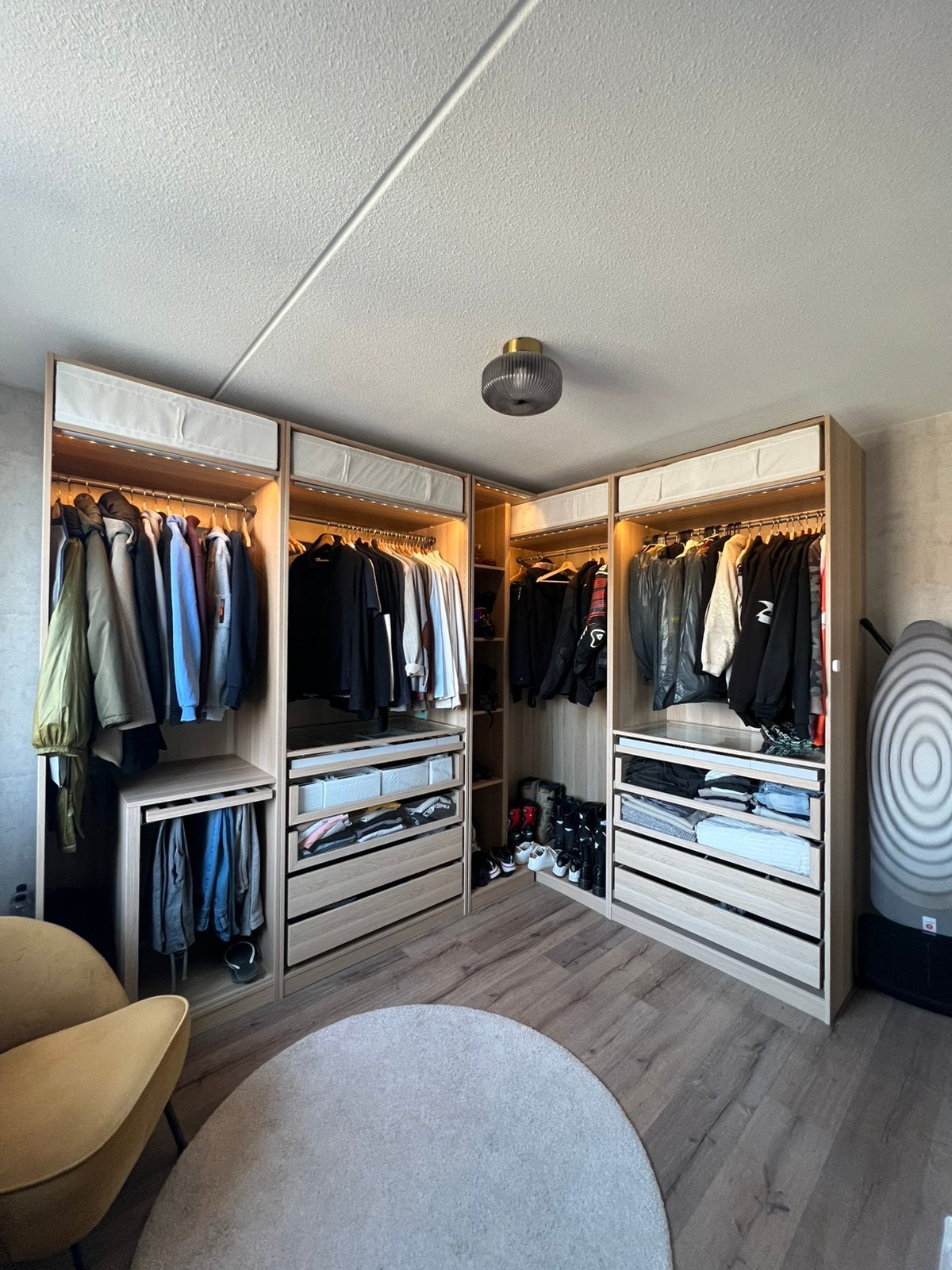 IKEA PAX hoekkast / inloopkast eikenlook met verlichting, Huis en Inrichting, Ophalen, Eikenhout, Met lade(s), 200 cm of meer