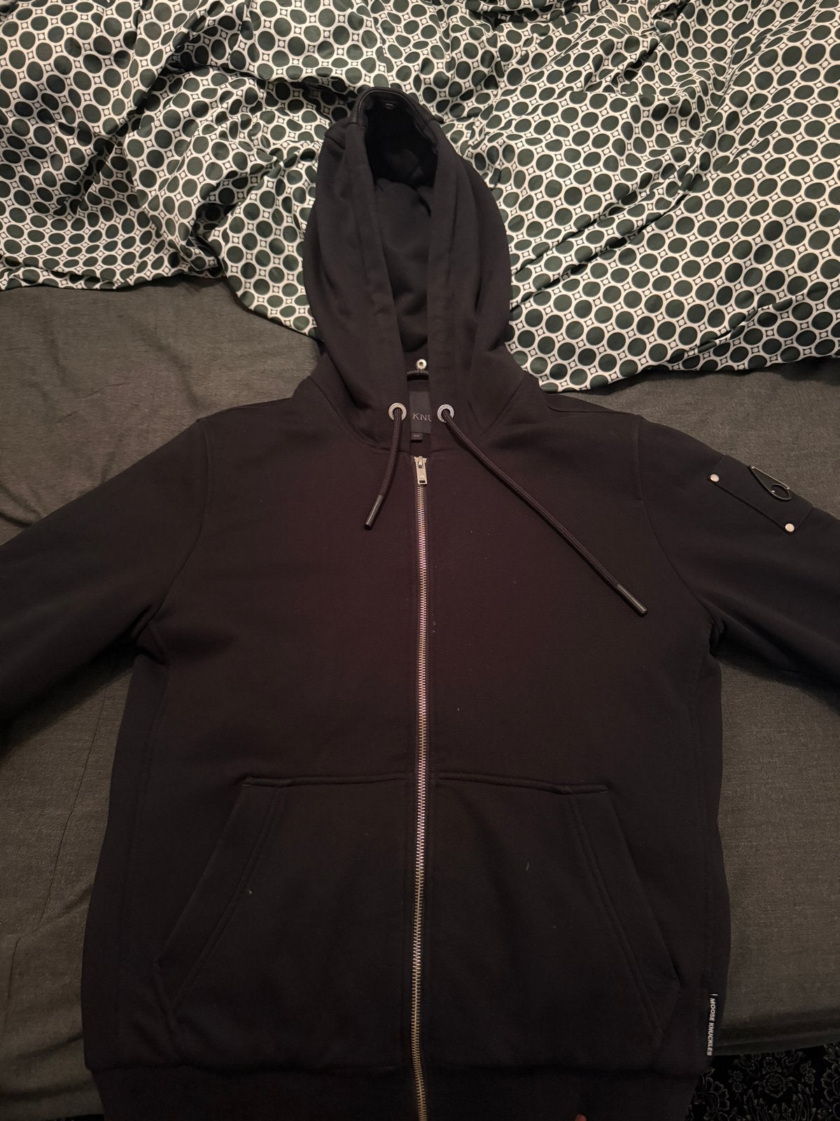 Moose Knuckles hoodie met rits, Ophalen of Verzenden, Zo goed als nieuw, Maat 46 (S) of kleiner, Zwart