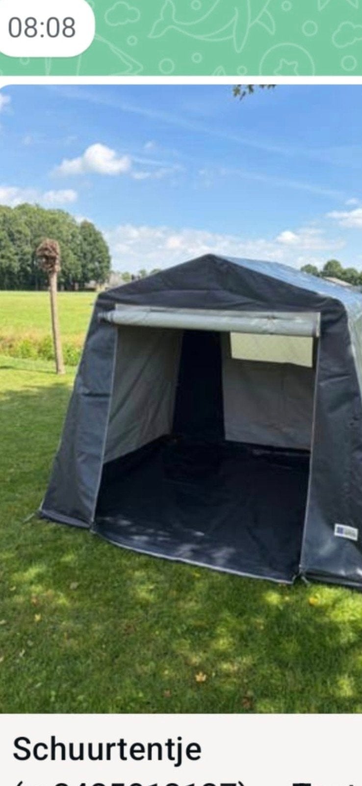 Obelink schuurtent L 235 br 195 H 185, Caravans en Kamperen, Tenten, Ophalen, Gebruikt, Tot en met 4