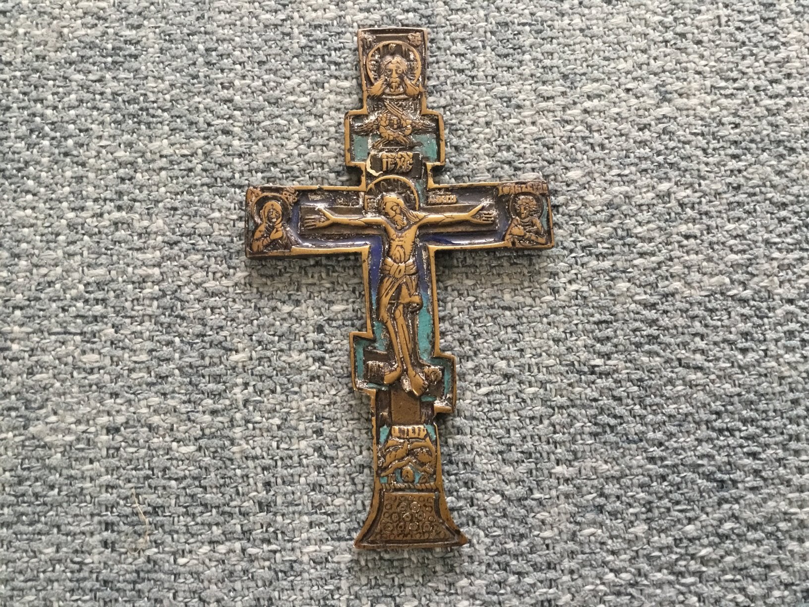 Russisch-Orthodox Kruis - Metaal met emaille 11x6 cm, Ophalen of Verzenden