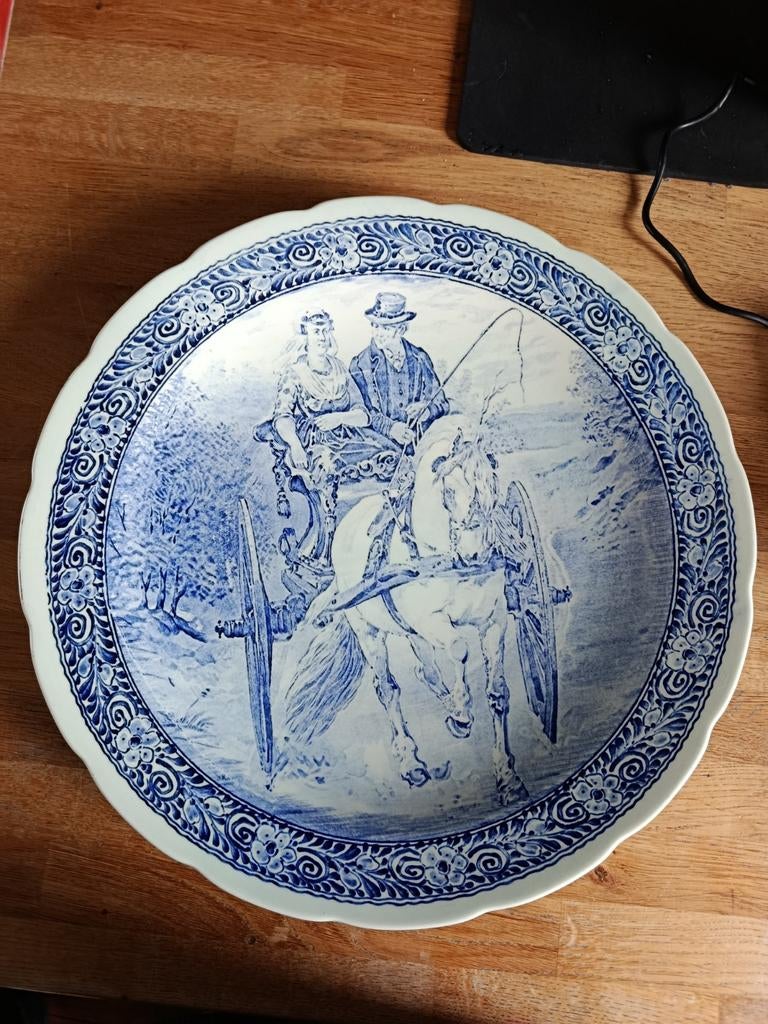 Delfts wandbord met koets, Ophalen of Verzenden