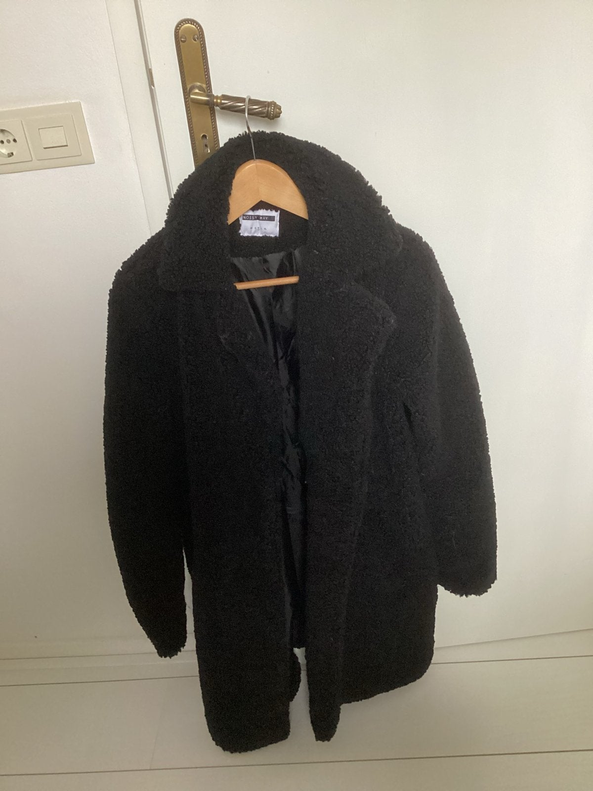 Zwarte teddy jas M, Ophalen, Zo goed als nieuw, Maat 38/40 (M), Zwart