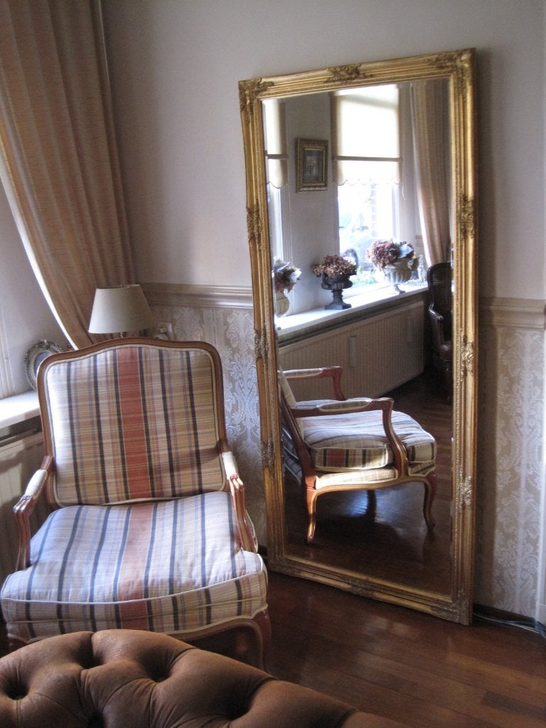 Chique!! 183x83cm Antiek-Gold "Facet" Unieke "Barok" Spiegel, Ophalen, Zo goed als nieuw, 75 tot 100 cm, 150 tot 200 cm