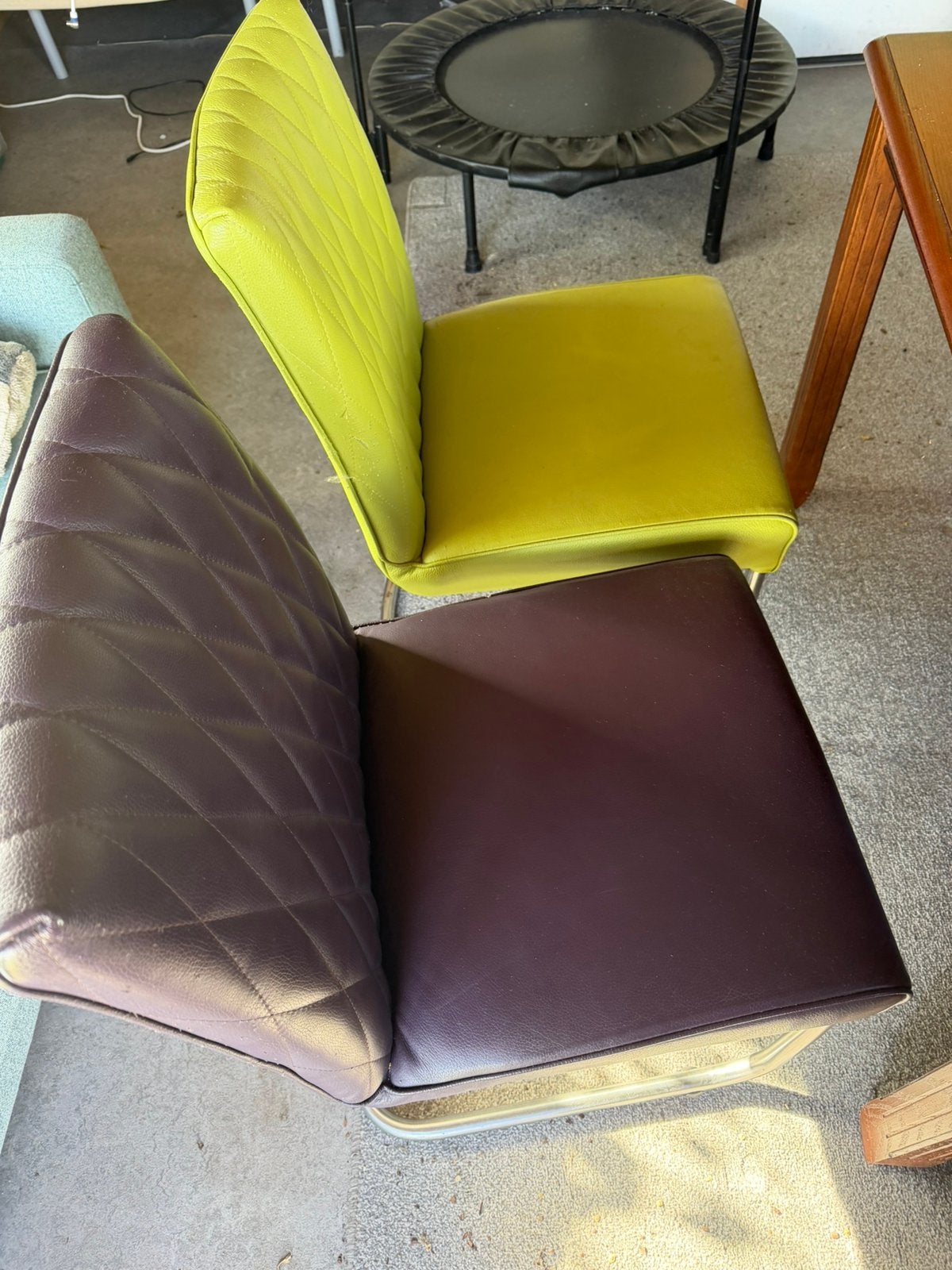 lederen eetkamer stoelen: Square, Huis en Inrichting, Ophalen, Gebruikt, Overige kleuren, Buisframe