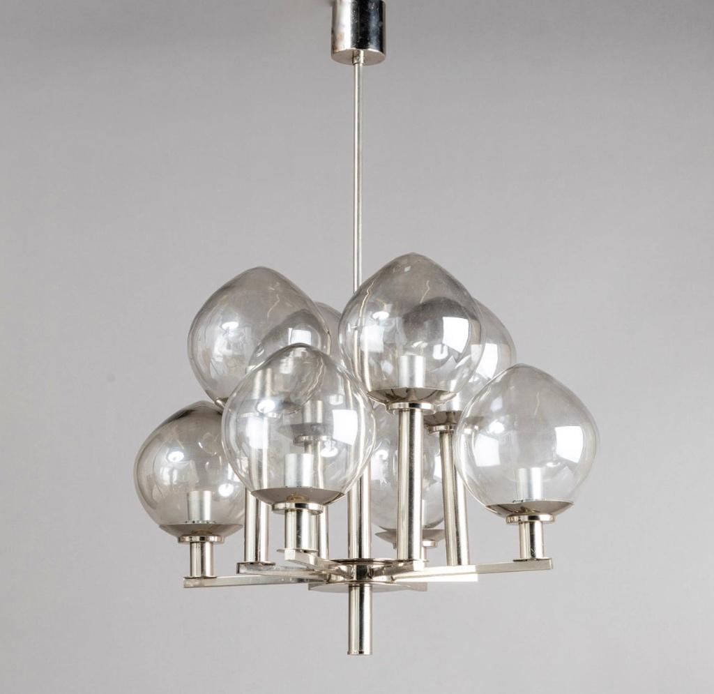 Grote Vintage Zilveren Glazen Lamp van Hans Agne Jakobsson, Huis en Inrichting, Ophalen, Gebruikt, 50 tot 75 cm, Modern Vintage Design