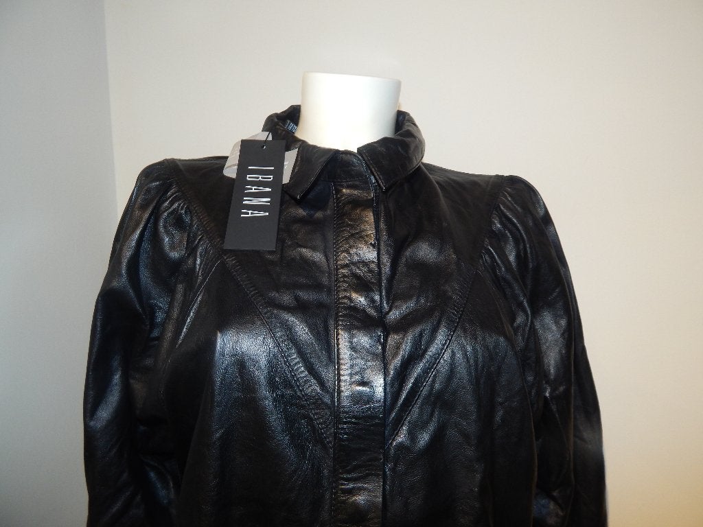 Ibana nieuwe leren blouse zwart opstaand kraagje Nieuw 40, Maat 38/40 (M), Verzenden, Zwart, Nieuw