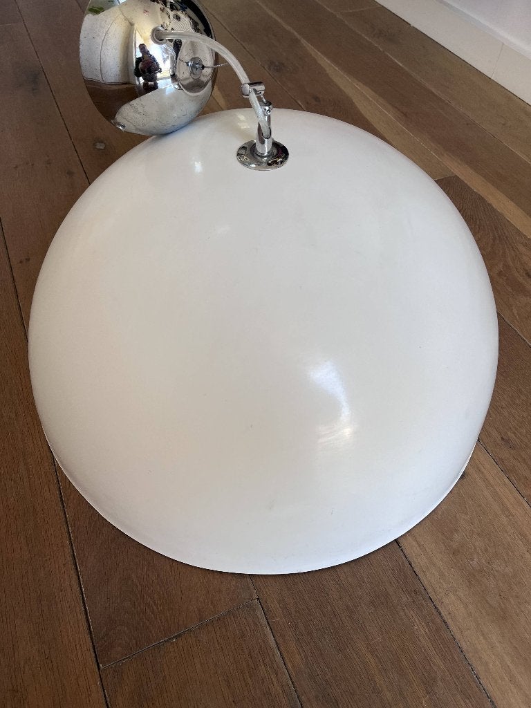Stijlvolle bollamp wit hangend, Ophalen of Verzenden, Zo goed als nieuw, Metaal, E27 (groot)