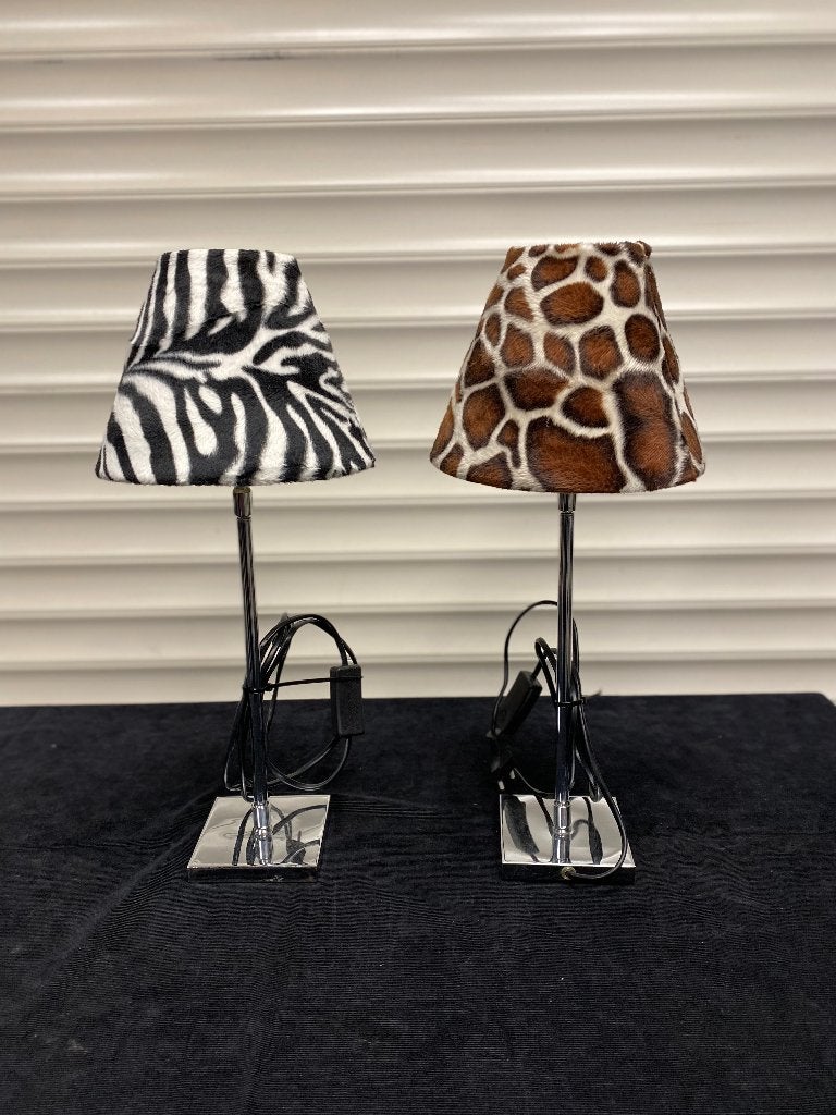 Schemerlampjes zebra en giraffe print. 30,-, Ophalen, Gebruikt, Safari /Jungle, Minder dan 50 cm