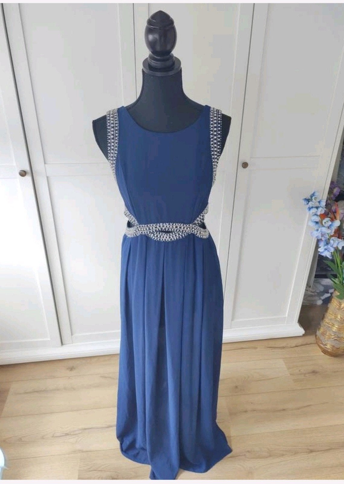 Prachtige blauwe avondjurk als nieuw, Ophalen of Verzenden, Zo goed als nieuw, Maat 38/40 (M), Blauw