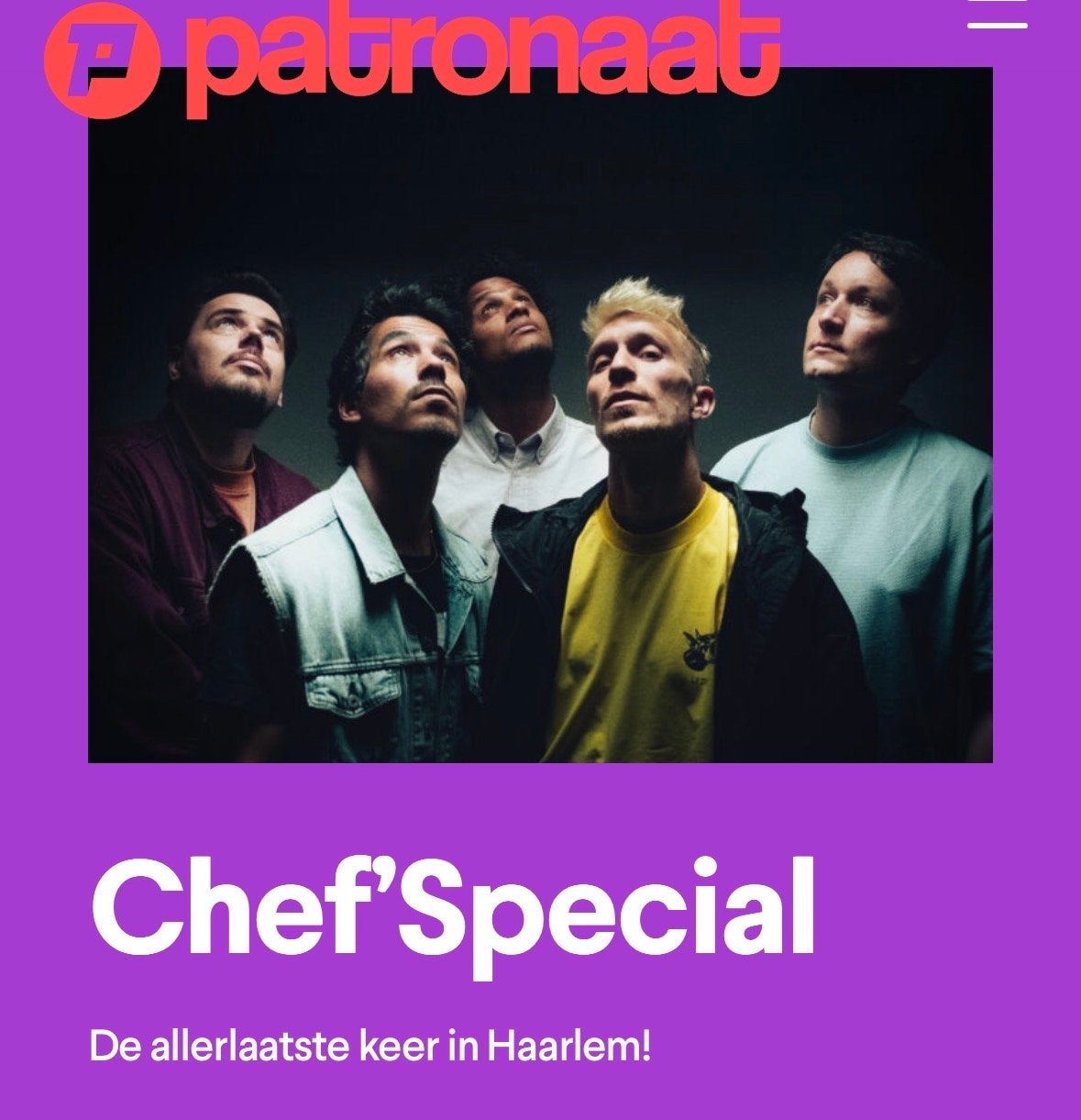 2 tickets Chef’Special Patronaat Haarlem 27-2-2027, Twee personen, Februari