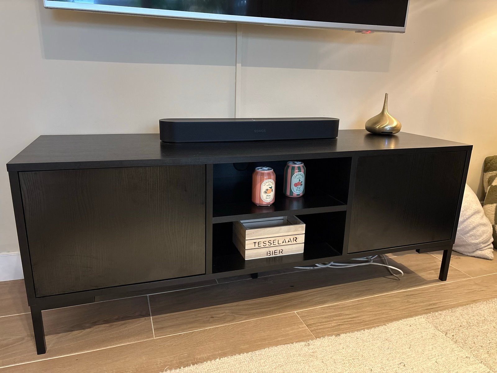 TV meubel Madrid - Zwart, 139x51x45 cm, Ophalen, 100 tot 150 cm, Zo goed als nieuw, Minder dan 100 cm