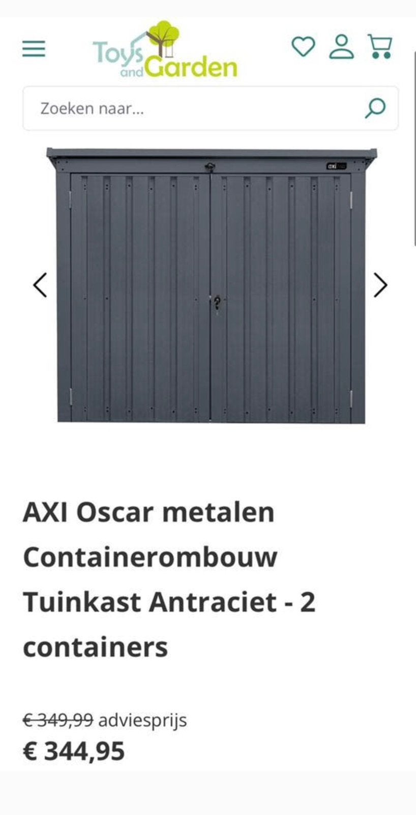 Axi Oscar metalen containerombouw tuinkast - 2 containers, Overige typen, Ophalen of Verzenden, Zo goed als nieuw, Nvt