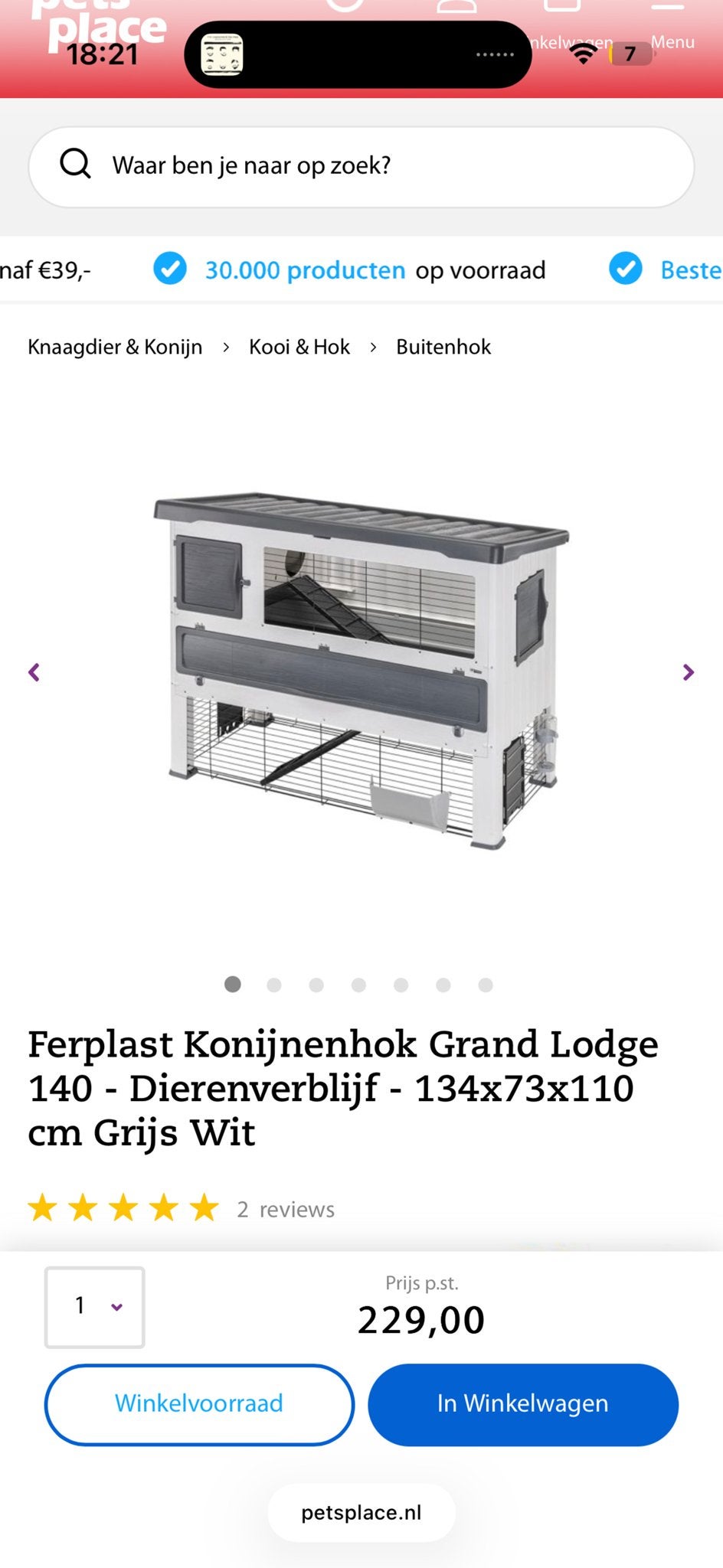 Konijnenhok Ferplast Grand Lodge, Dieren en Toebehoren, Ophalen, Gebruikt