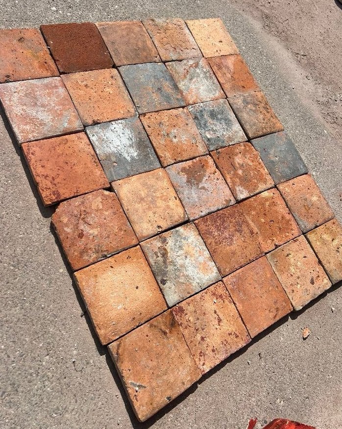 Oude Franse estriken plavuizen pracht nuance 15x15 80M2, Steen of Klei, Minder dan 50 cm, Ophalen of Verzenden, Minder dan 5 m²