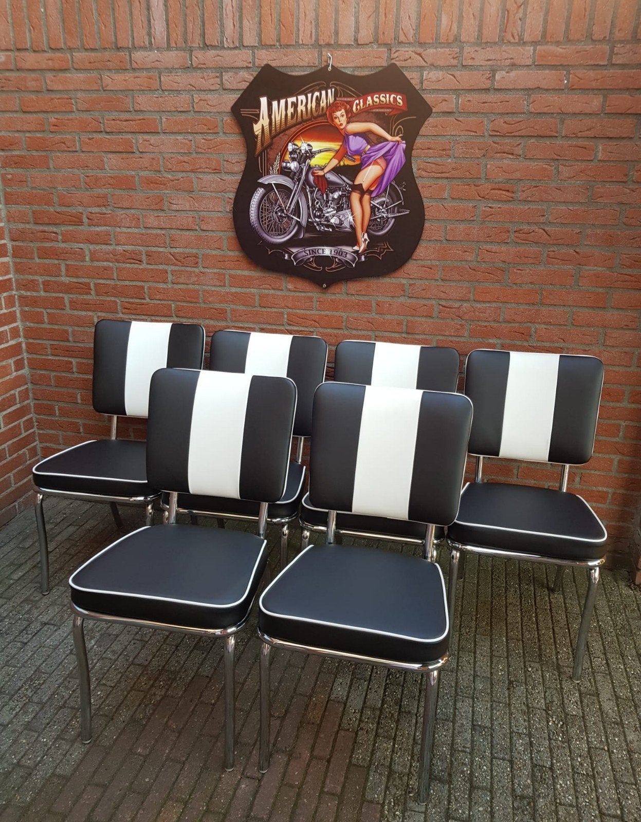 FIFTIES SIXTIES AMERIKAANSE BEL AIR DINER STOELEN MET TAFEL, Huis en Inrichting, Ophalen, Overige kleuren, Overige materialen