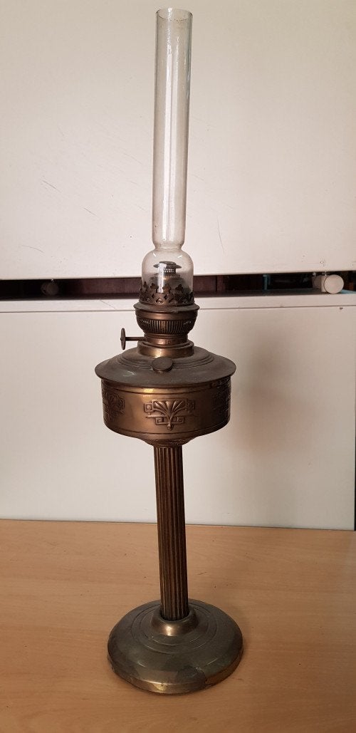 olielamp antiek van messing, Ophalen of Verzenden, 'T Olde Gre-j, Info@toldegrej.nl, Endepoelstraat 20f Didam