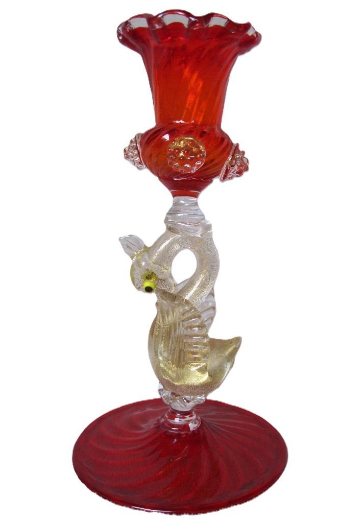 Sierlijke antieke kandelaar Murano., Ophalen, Koper of Brons