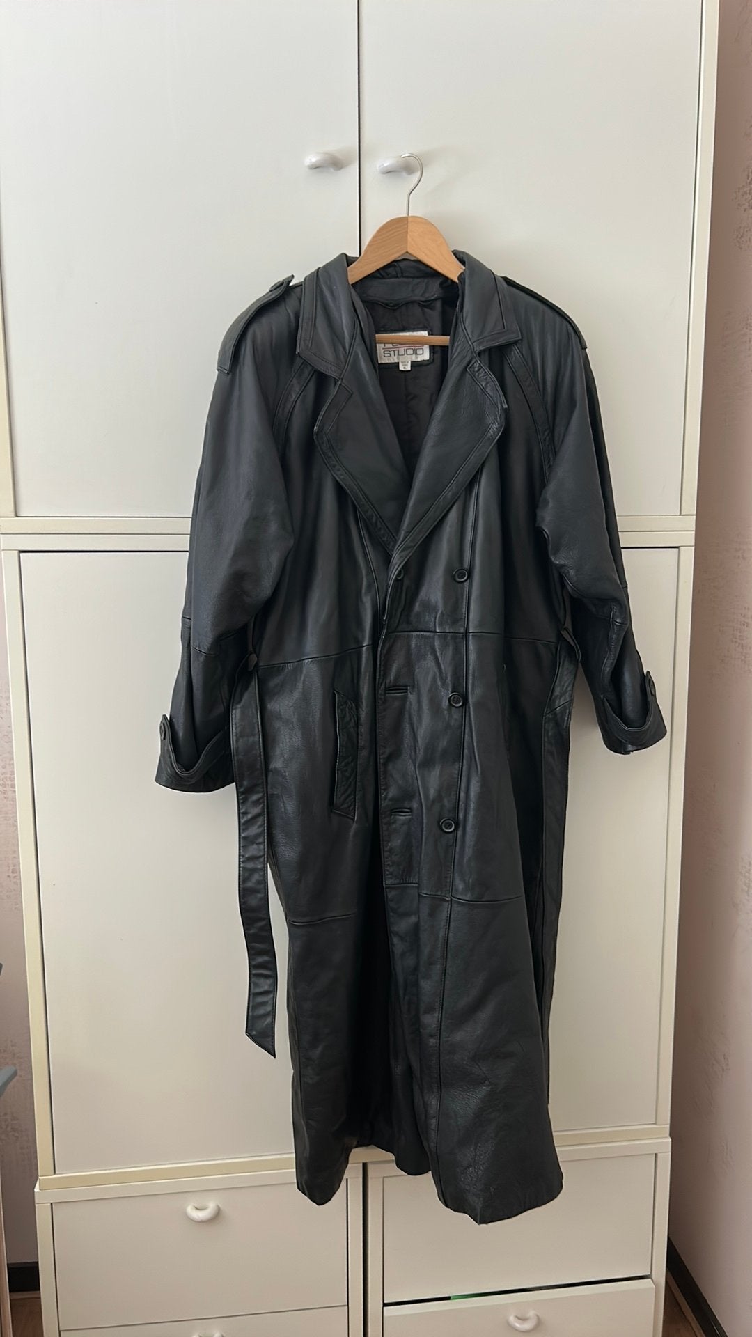 XL Leren lange jas made in korea vintage en losse binnenjas, Ophalen of Verzenden, Zo goed als nieuw, Maat 56/58 (XL), Bruin