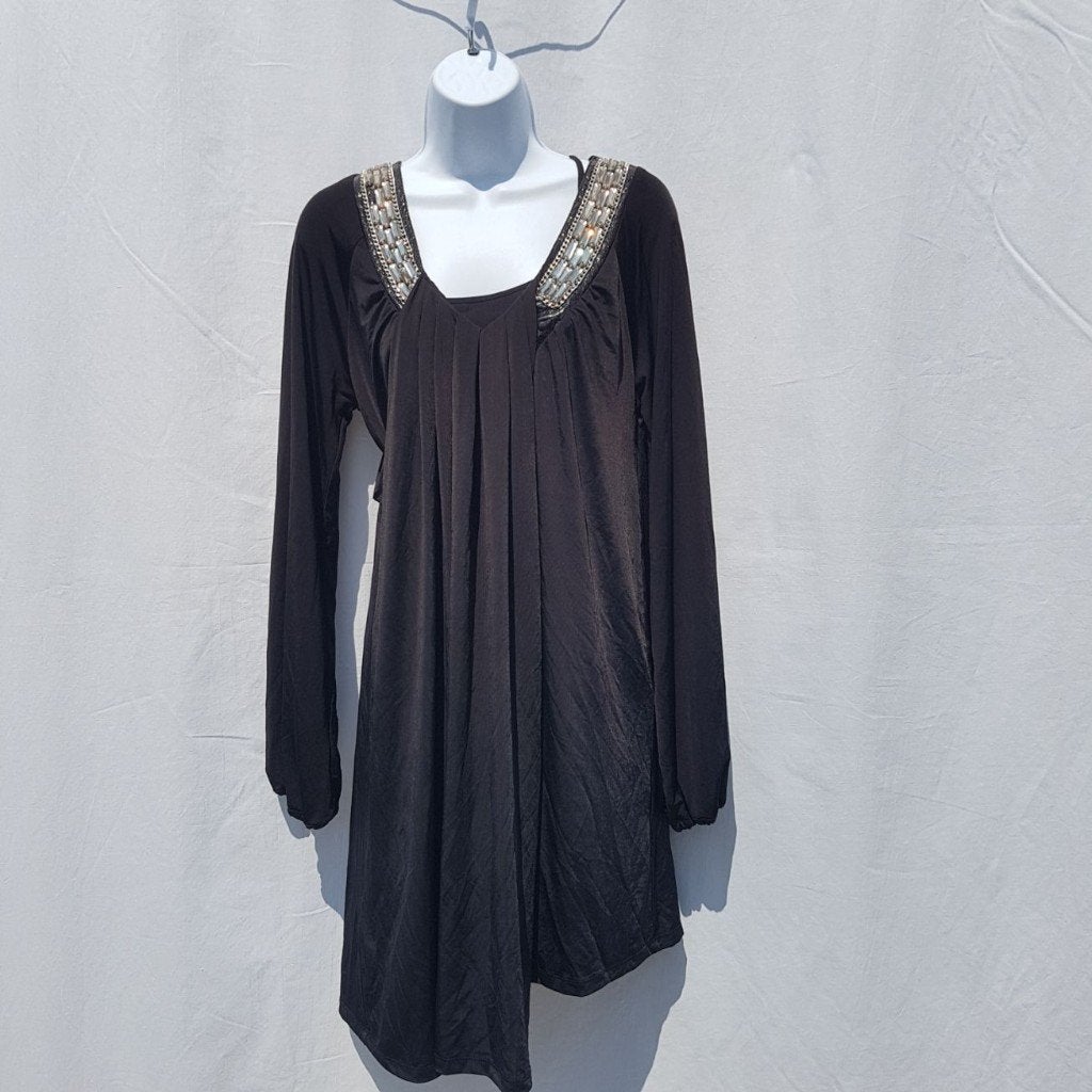 Hele aparte zwarte jurk. Mt L Merk Glamorous Gold, ., Zwart, Maat 42/44 (L), Ophalen of Verzenden