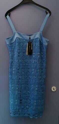 Expresso nieuwe lavendel blauw paarse broderie jurk S 37724