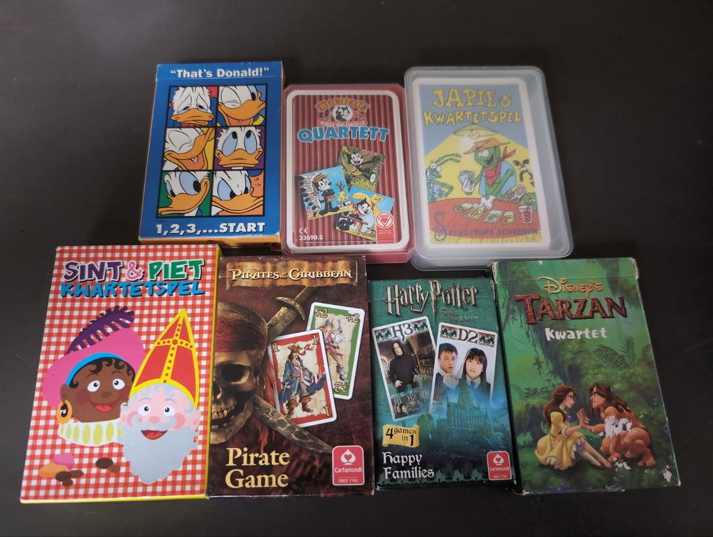 7x kwartet/spel met film of stripfiguren oa Disney, Ophalen of Verzenden, Kwartet(ten)