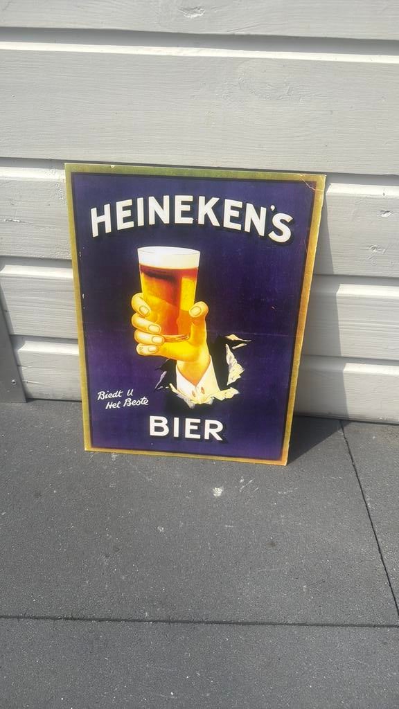 heineken bord, Verzamelen, Biermerken, Ophalen of Verzenden, Zo goed als nieuw, Reclamebord, Plaat of Schild, Heineken