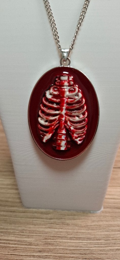 Gothic Ketting met Anatomische Ribbenkast Hanger, Onbekend, Ophalen of Verzenden, Zo goed als nieuw, Onbekend