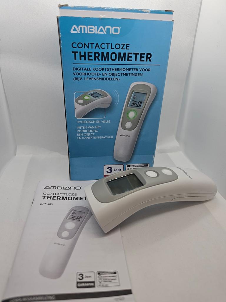 Ambiano Contactloze Thermometer - Voorhoofd & Object, Ophalen of Verzenden, Infrarood-thermometer, Nieuw, Lichaamsthermometer
