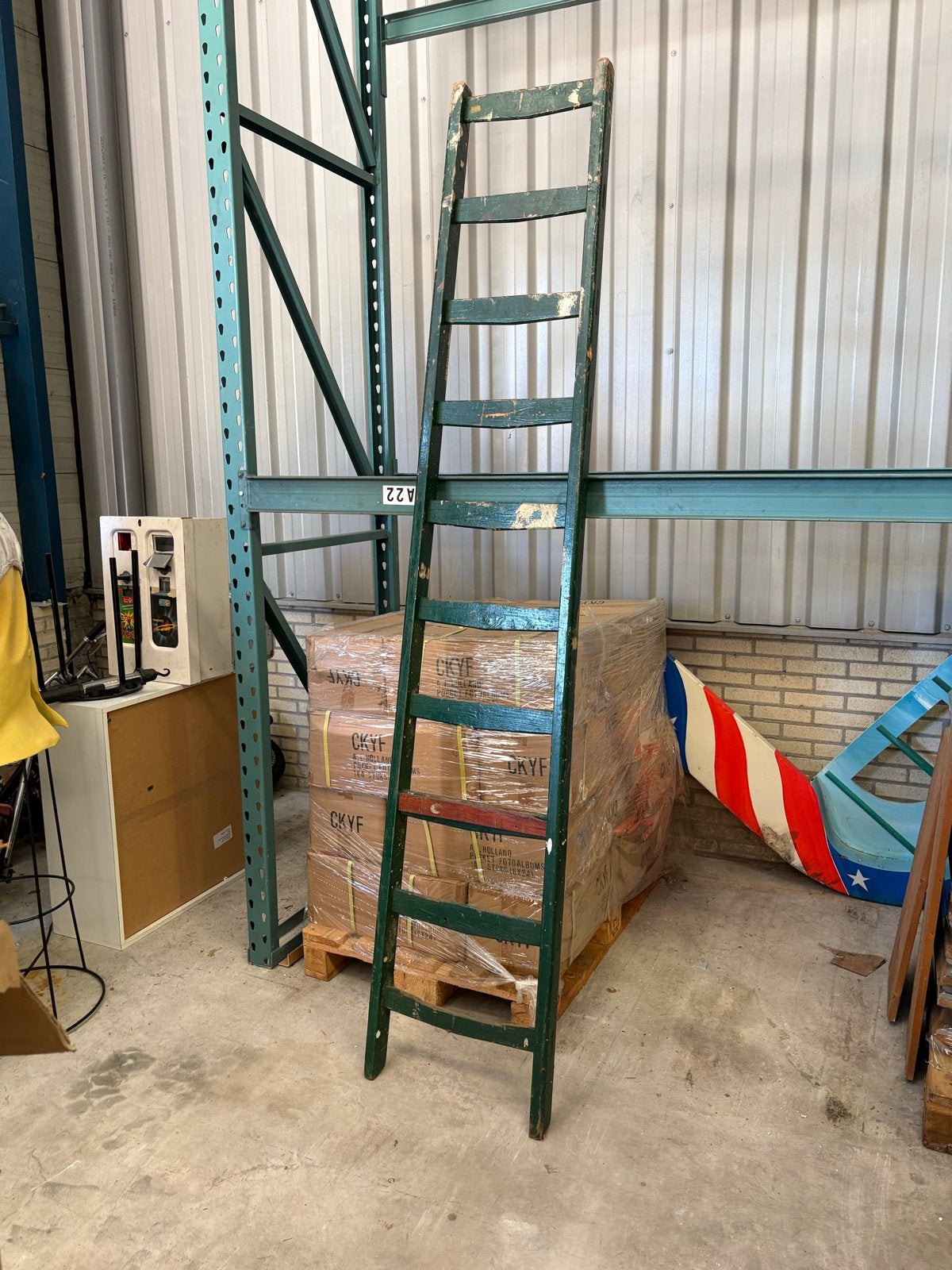 Vintage houten ladder - Decoratieve trap, Ophalen of Verzenden, Gebruikt, Ladder, Minder dan 2 meter