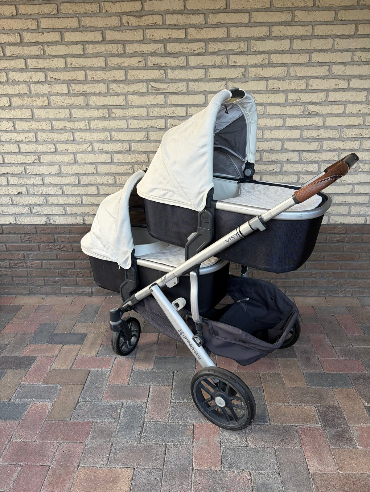 Uppababy Vista kinderwagen met twee bakken en twee zitjes, Gebruikt, Duowagen, Ophalen, Kinderwagen