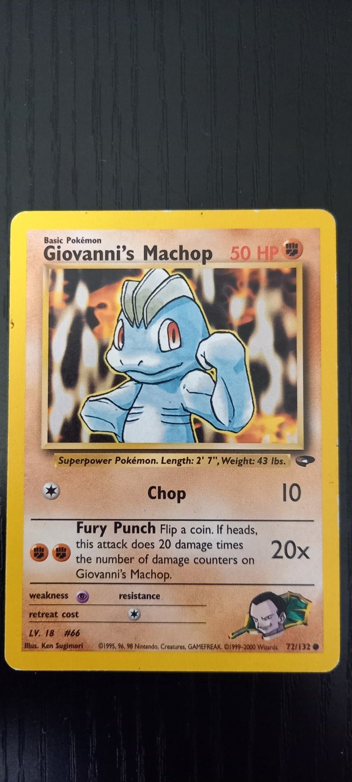 Giovanni's Machop Pokémon Kaart (72/132) - Wizards, Ophalen of Verzenden, Gebruikt, Losse kaart