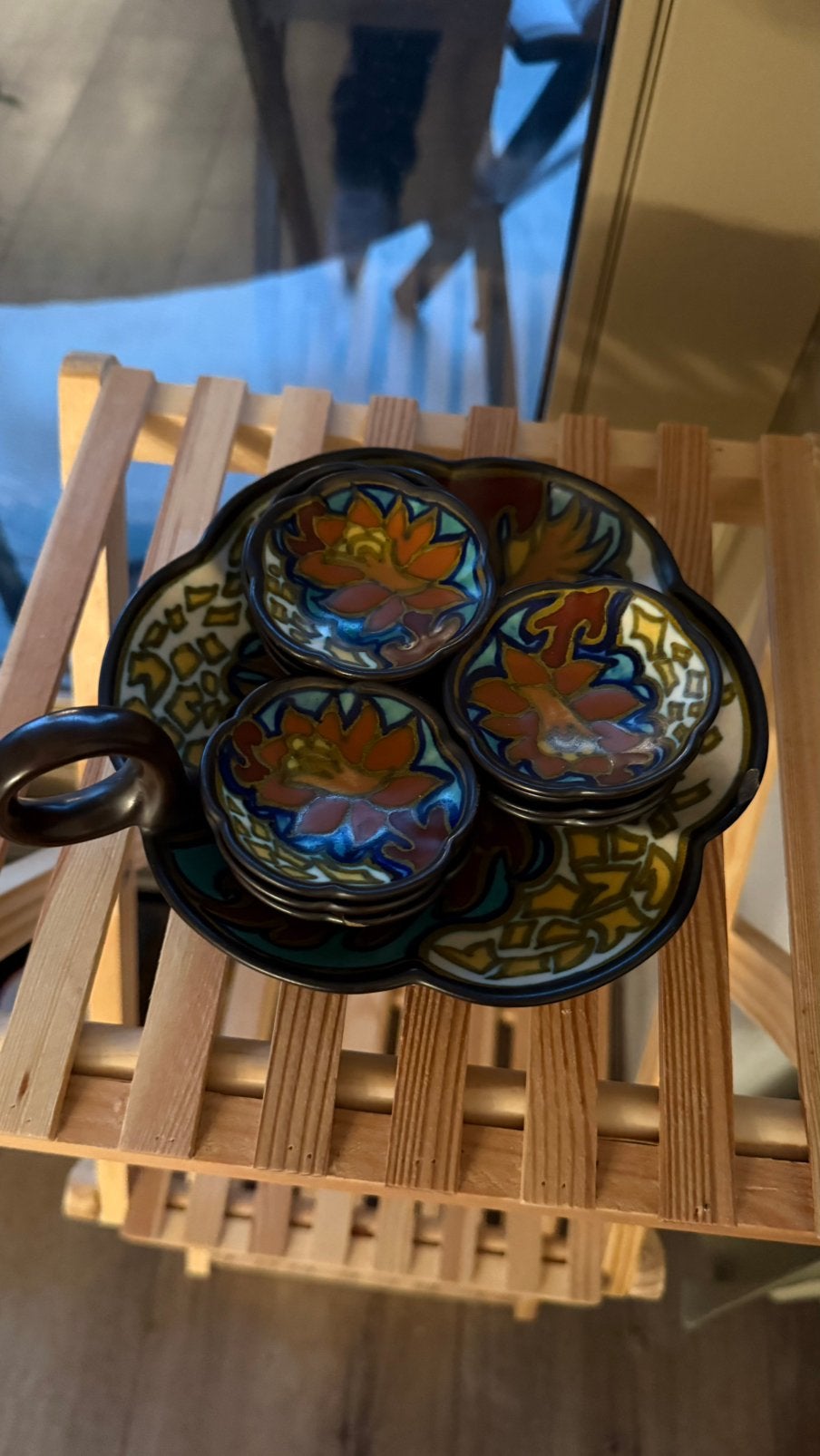 7-delige Goudse Plateel Petit-Four Set Plazuid, Ophalen
