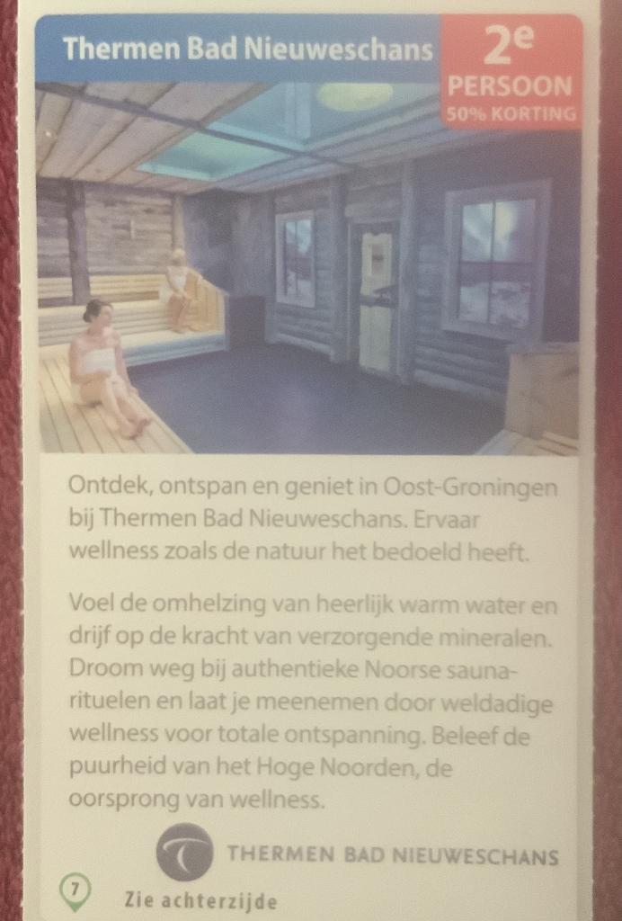 Thermen Bad Nieuweschans Voordeelbon, Drie personen of meer, Kortingsbon, Spa of Sauna