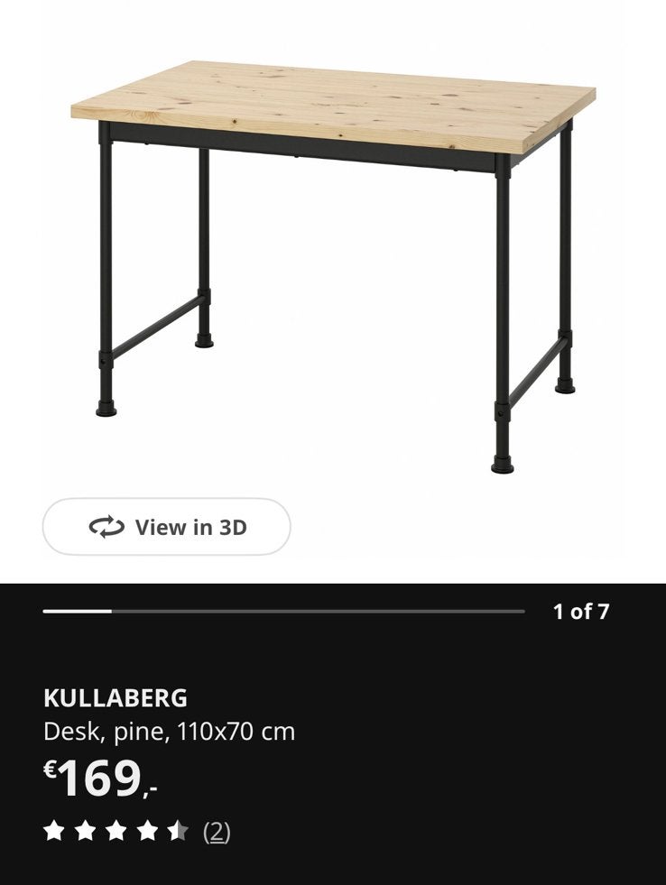 IKEA KULLABERG Bureau - Zeer goede staat, Huis en Inrichting, Bureaus, Ophalen, Overige typen, Gebruikt, Hout