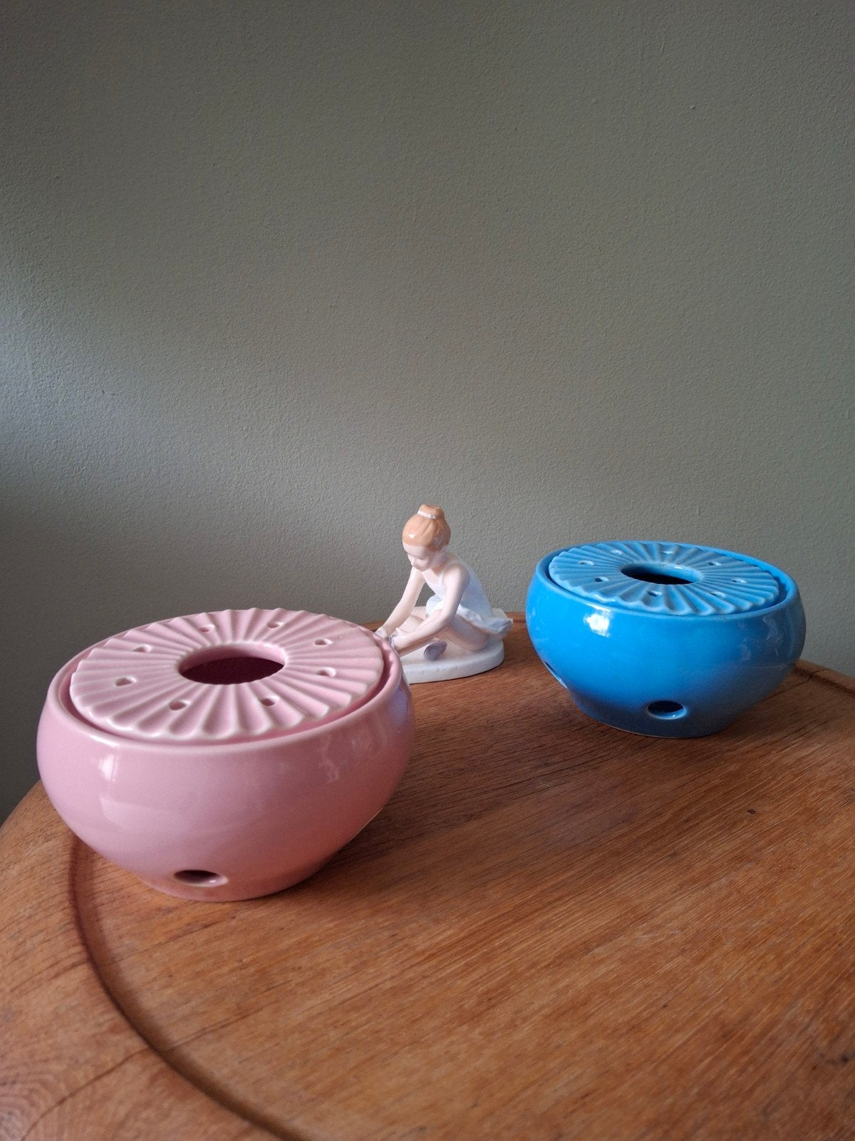 2 Melitta theelichtjes pastel roze en blauw, Antiek en Kunst, Ophalen of Verzenden