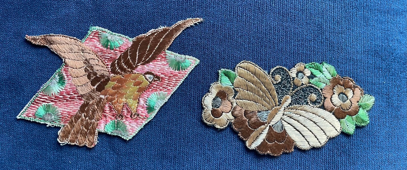 Turmac zijdjes roofvogel & vlinder met bloem, mooie staat., Ophalen of Verzenden