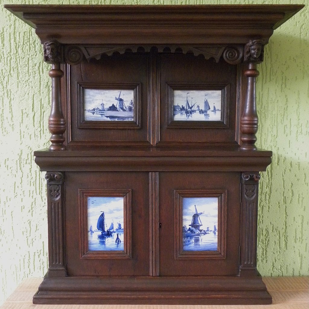 Porceleyne Fles tegels (1885/ 1921) in antiek kabinet, Antiek en Kunst, Ophalen