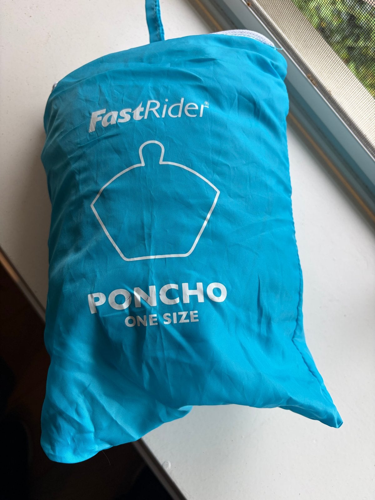 FastRider Regenponcho - One Size - Turquoise, Ophalen of Verzenden, Zo goed als nieuw, Regenpak, Dames