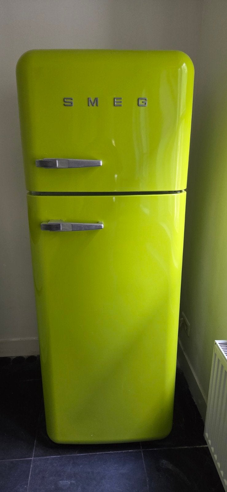 SMEG Koelkast met vriesvak - Retro Groen, Ophalen, 150 tot 200 liter, Gebruikt, 60 cm of meer