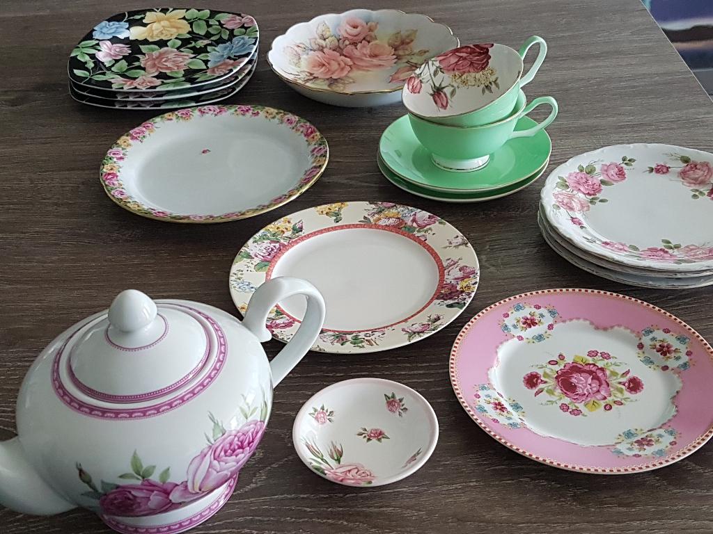 Rozenservies, diverse items OPHALEN, Huis en Inrichting, Keuken | Servies, Ophalen, Gebruikt, Overige typen, Overige stijlen