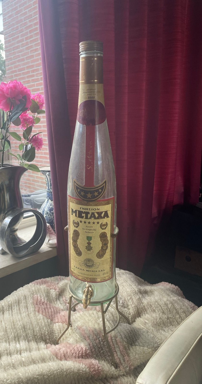 Vintage Metaxa fles met tapkraan - Decoratief item, Antiek en Kunst, Verzenden