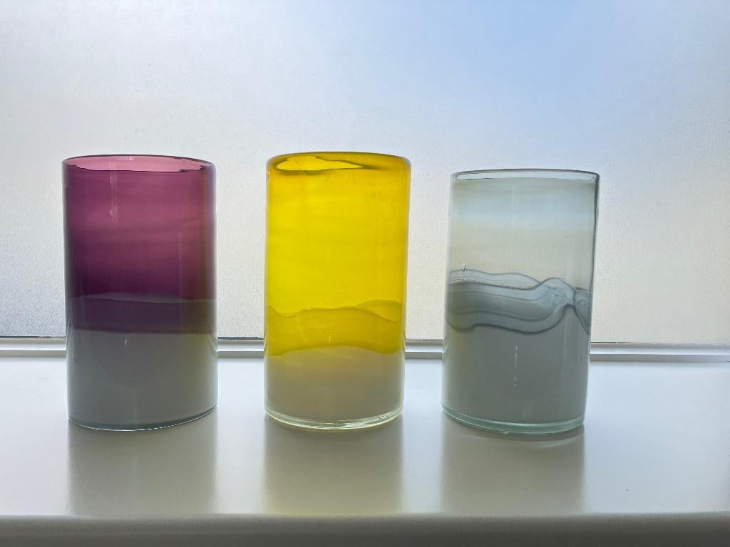 3 Polspotten vazen, Overige kleuren, Ophalen of Verzenden, Minder dan 50 cm, Glas
