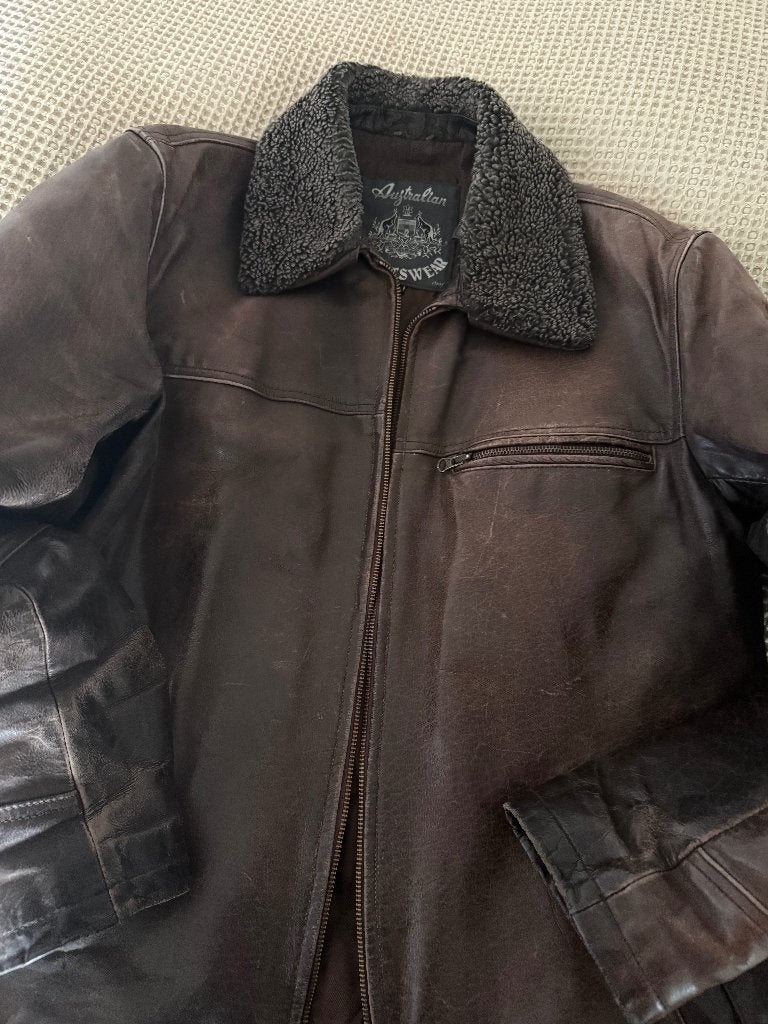 Leren jas vintage maat M Australian sportswear, Kleding | Heren, Ophalen of Verzenden, Gedragen, Maat 48/50 (M), Bruin