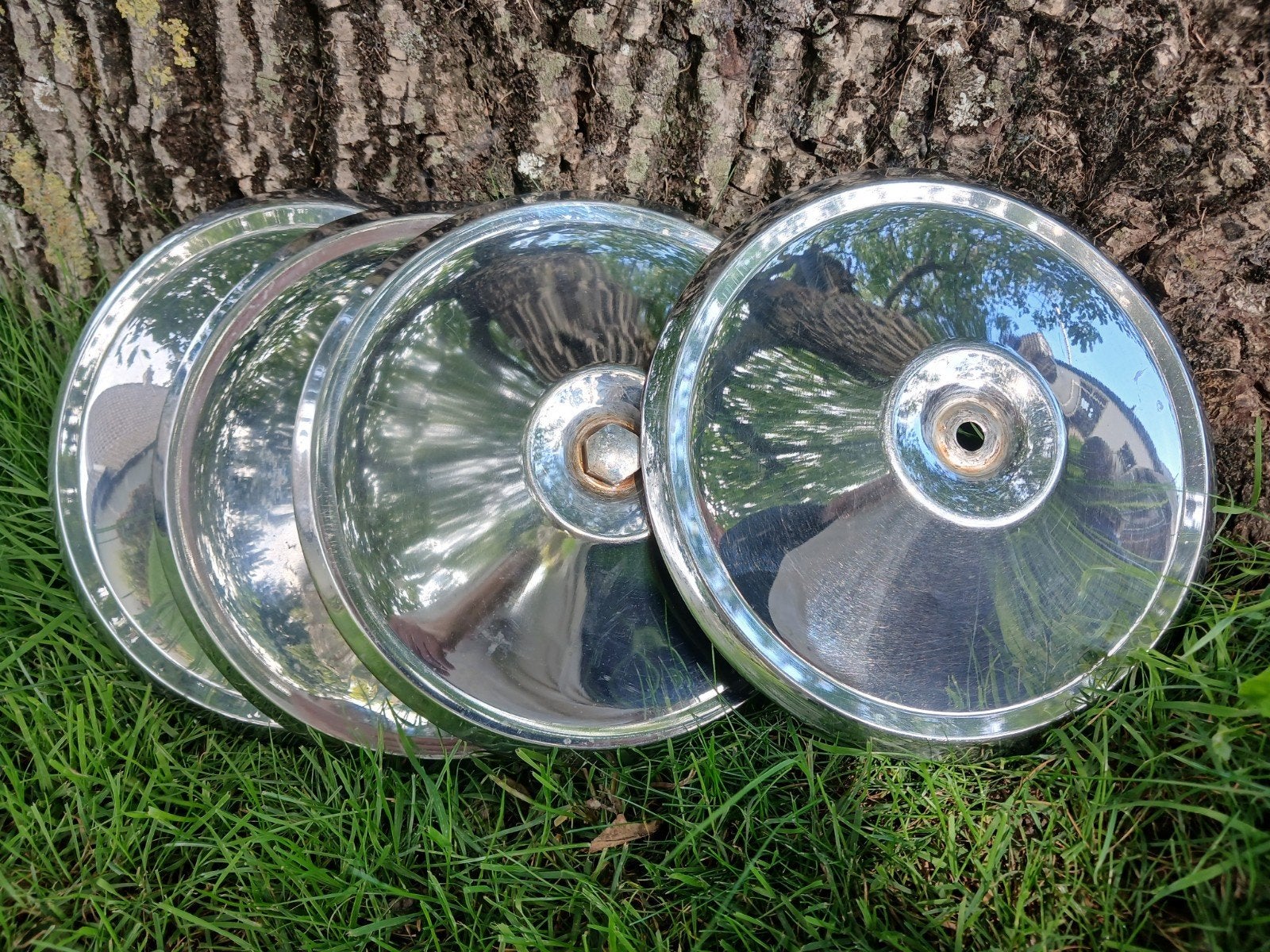 4 vintage chromen wieldoppen., Ophalen of Verzenden