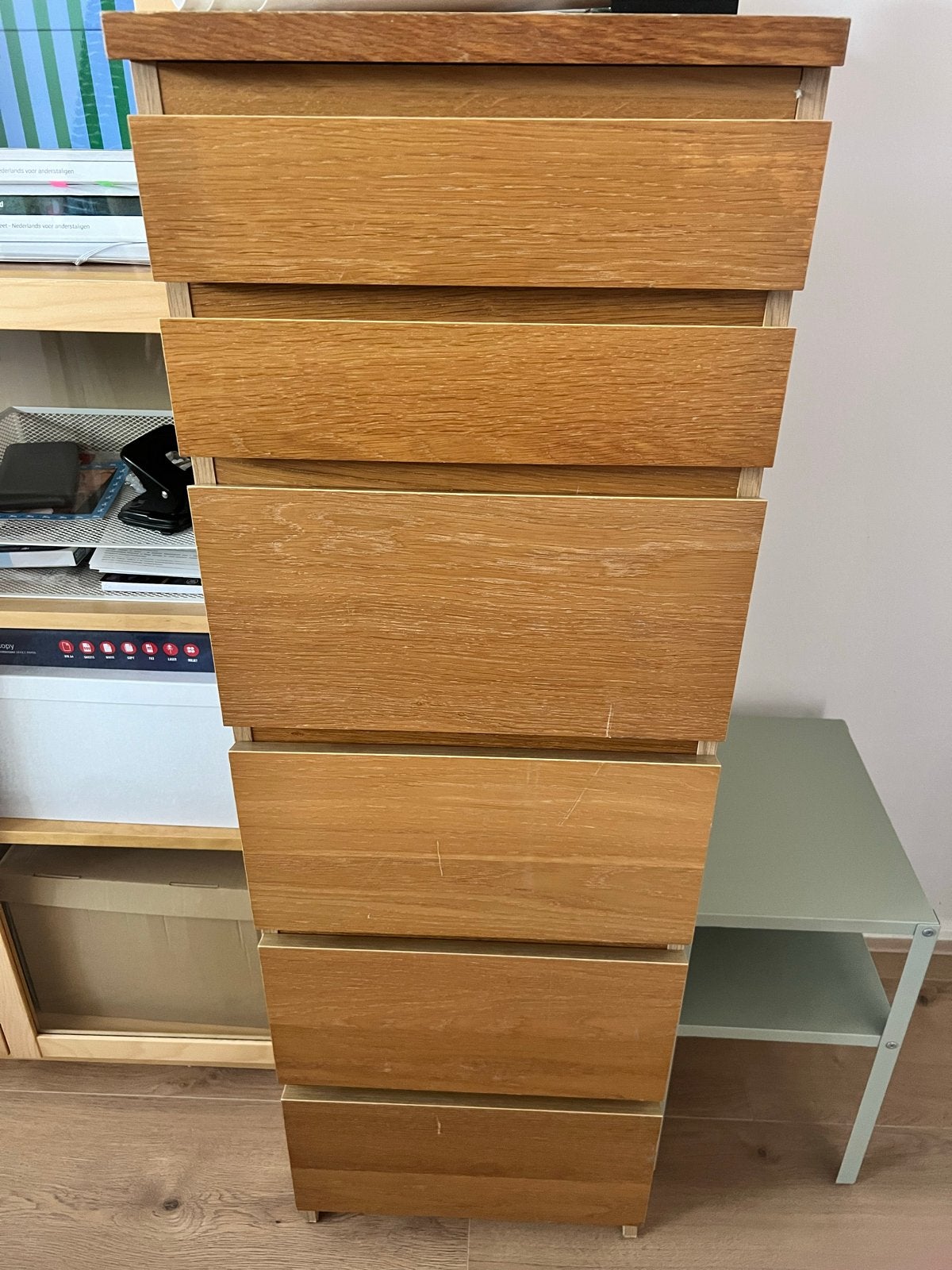 Ikea Malm ladekast met 6 laden - Eikenhout, Huis en Inrichting, Kasten | Ladekasten, Ophalen, Gebruikt, 5 laden of meer, Eikenhout