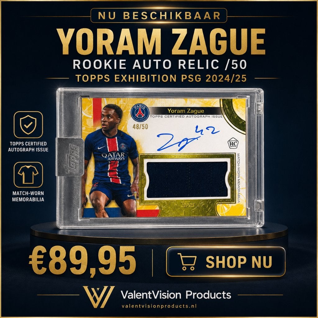 Topps Exhibition PSG 24/25 Yoram Zague Auto Relic /50, Ophalen of Verzenden, Zo goed als nieuw, Buitenlandse clubs, Spelerskaart