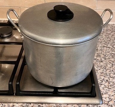 Pot, pan, ketel van Aluminium met deksel inhoud 8,5 liter, Gebruikt, Met deksel, Aluminium, Ophalen of Verzenden