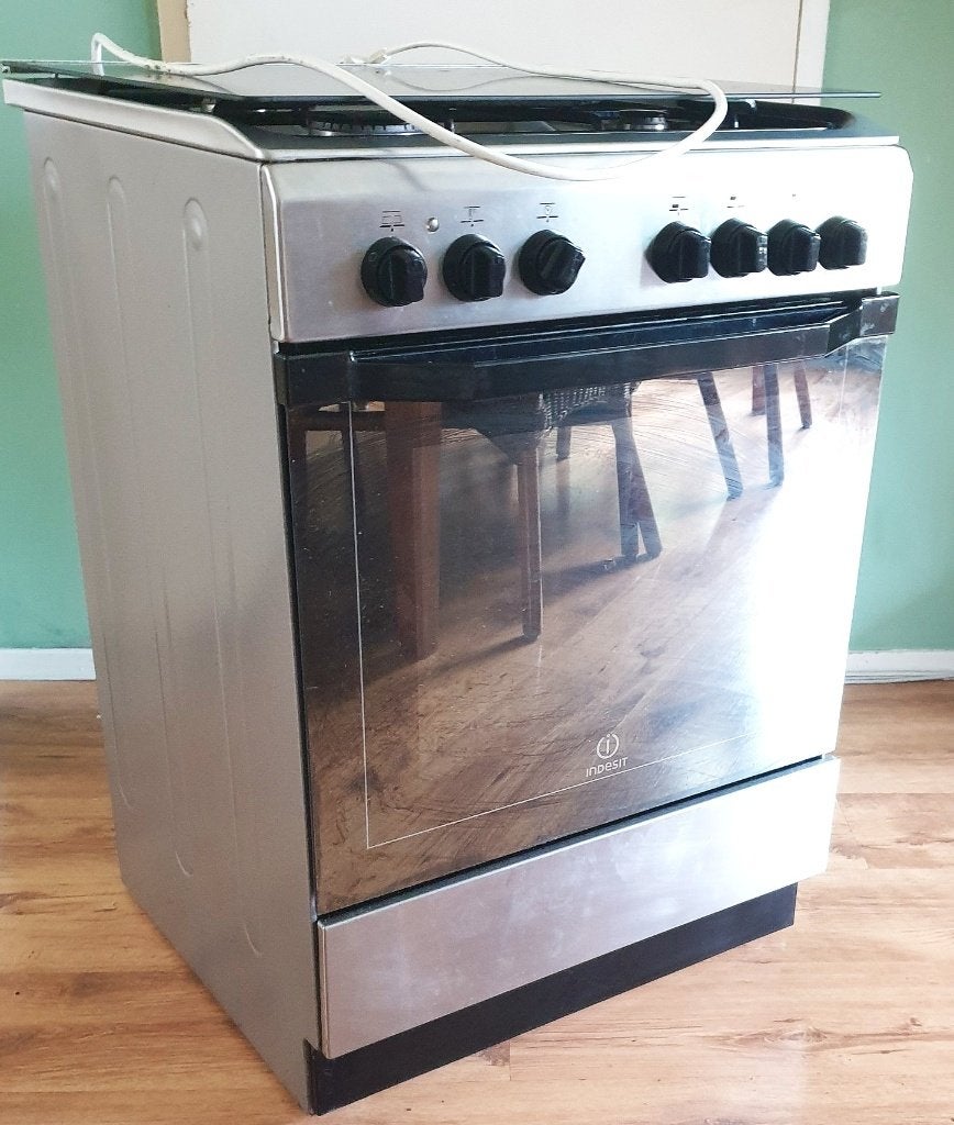 Gasfornuis met elektrische oven, Witgoed en Apparatuur, Fornuizen, Ophalen, Gebruikt, 60 cm of meer, 4 kookzones
