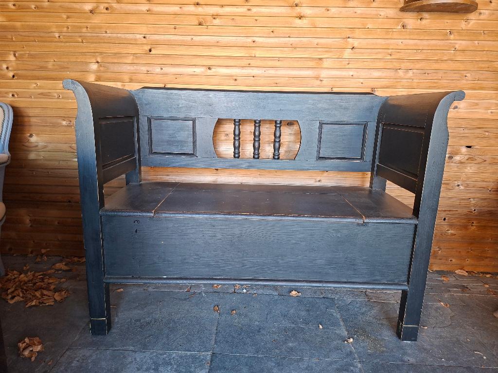 Zwart houten klepbank, Huis en Inrichting, Ophalen, Gebruikt
