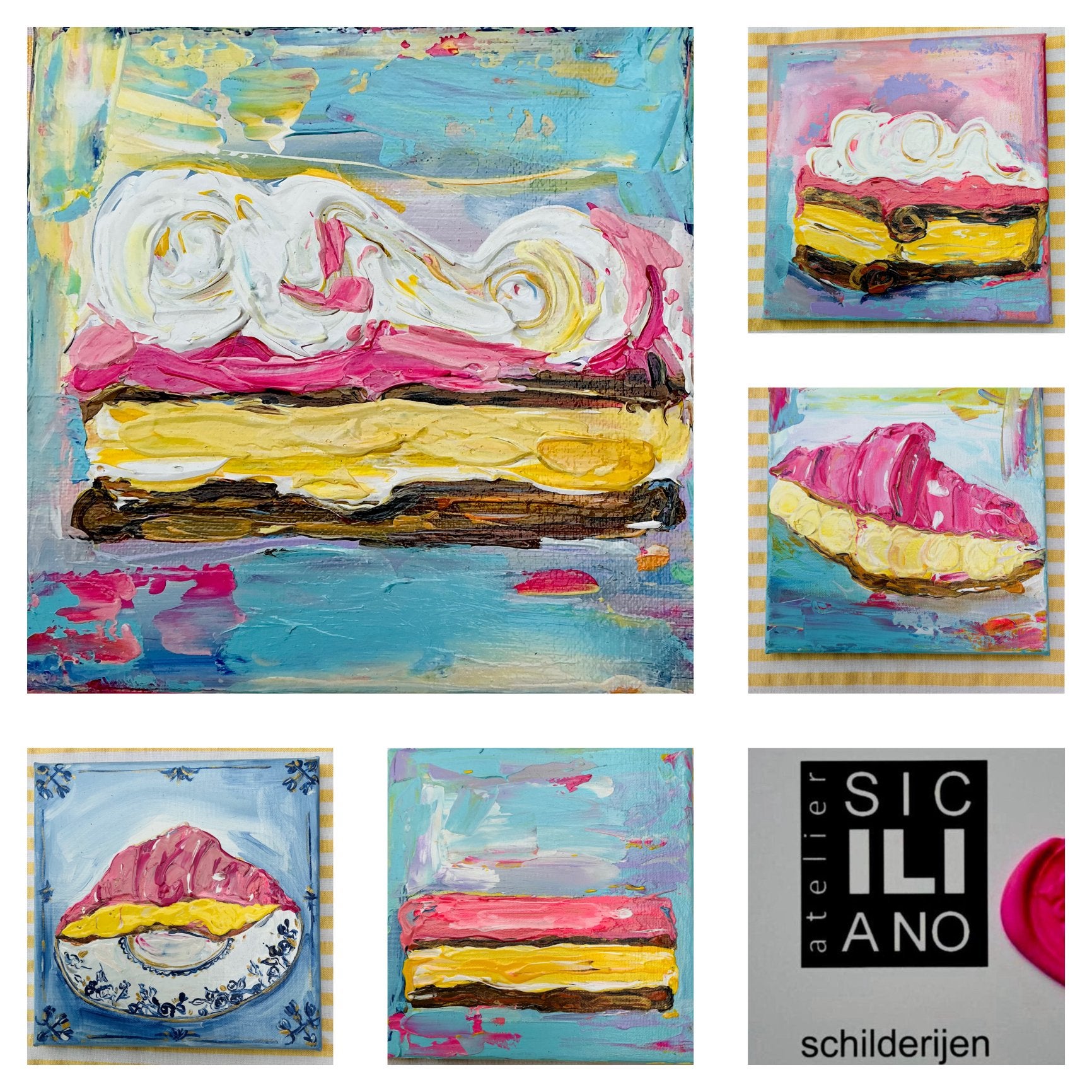 Tompouce kunst  ~ crompouce ~ kleintje kunst ~ atelier., Ophalen, Nieuw, Minder dan 50 cm, Schilderij